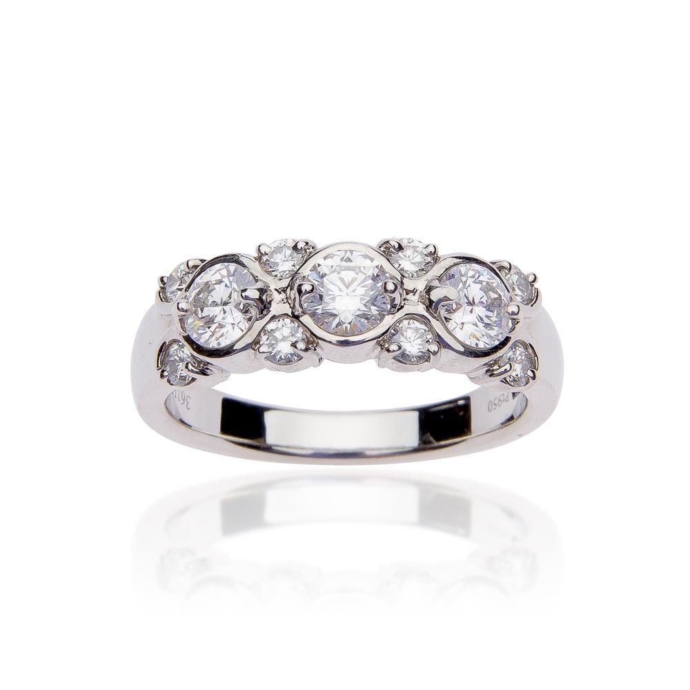 SUWA Platinum Bezel Set Diamond Dinner Ring